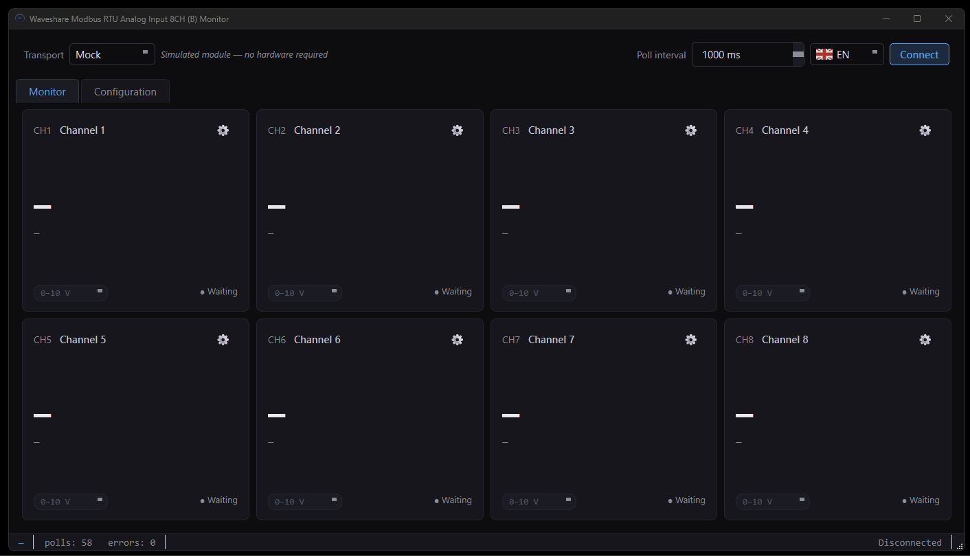 Animation of the Analog Input 8CH Monitor — live channel values